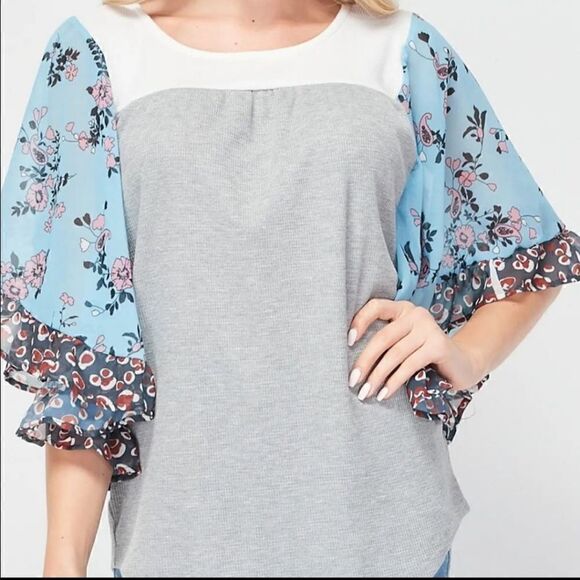 NWT Baea Mixed Media Top - Picture 1 of 8